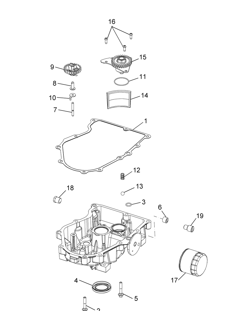 Kohler Cv732-3015 Oil Pan And Lubrication Diagram and Parts List for Z-FORCESZ48 (53ATDFJB-53ATDFJB050)(2014) Cub Cadet Lawn Tractor